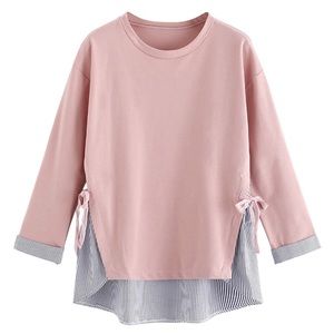 Cute faux-layers comfy pink top